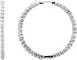 14K White Gold 3 CTW Natural Diamond Inside-Outside Hinged 41.9 mm Hoop Earrings