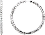 14K White Gold 3 CTW Natural Diamond Inside-Outside Hinged 41.9 mm Hoop Earrings