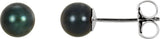 14K White Gold  5 mm Cultured Black Akoya Pearl Earrings
