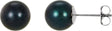 14K White Gold  8 mm Cultured Black Akoya Pearl Earrings