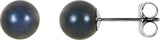 14K White Gold  6 mm Cultured Black Akoya Pearl Earrings