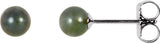 14K White Gold 4 mm Cultured Black Akoya Pearl Earrings
