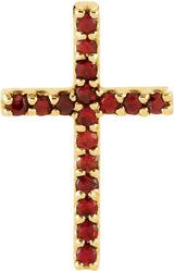 14K Yellow Natural Mozambique Garnet Petite Cross Pendant