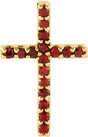 14K Yellow Natural Mozambique Garnet Petite Cross Pendant