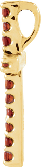 14K Yellow Natural Mozambique Garnet Petite Cross Pendant