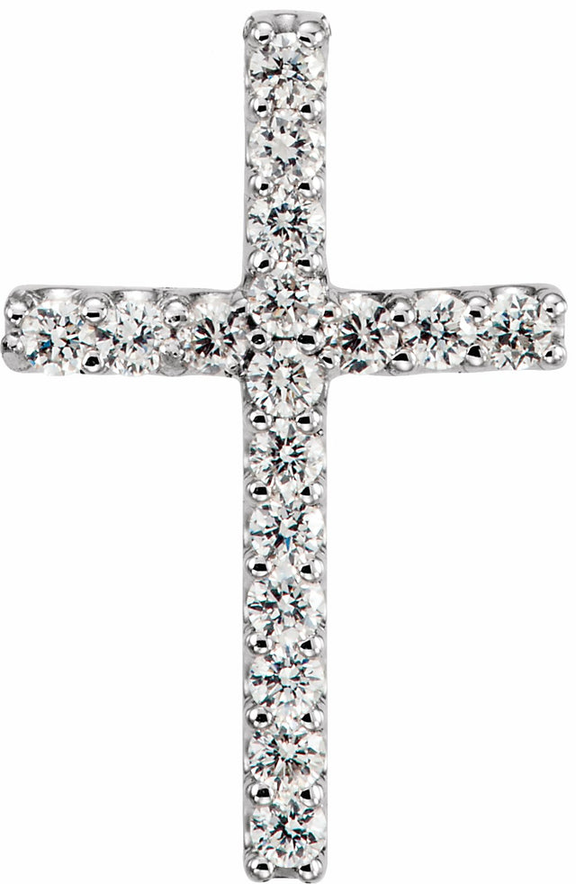 14K White Gold .06 CTW Natural Diamond Petite Cross Pendant
