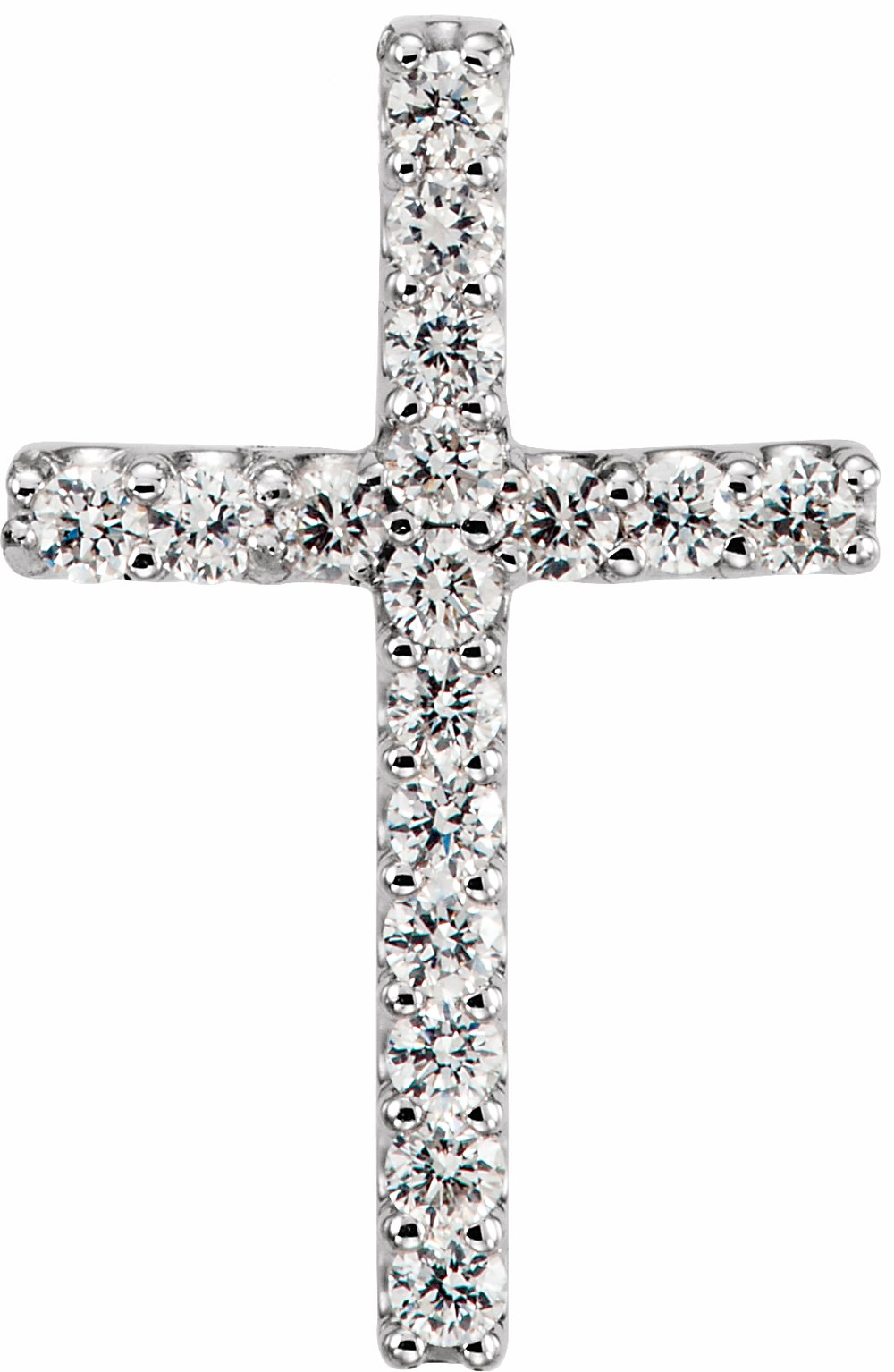 14K White .06 CTW Lab-Grown Diamond Petite Cross Pendant