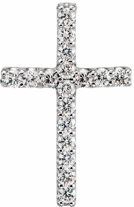 14K White .06 CTW Natural Diamond Petite Cross Pendant