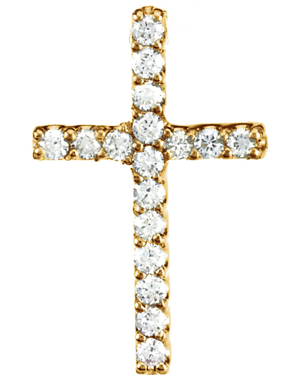 14K Yellow .06 CTW Natural Diamond Petite Cross Pendant