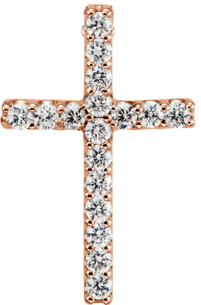 14K Rose Gold .06 CTW Lab-Grown Diamond Petite Cross Pendant