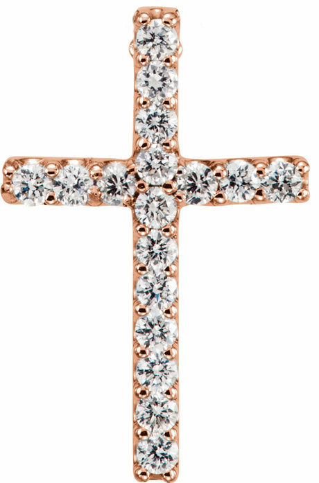 14K Rose Gold .06 CTW Lab-Grown Diamond Petite Cross Pendant