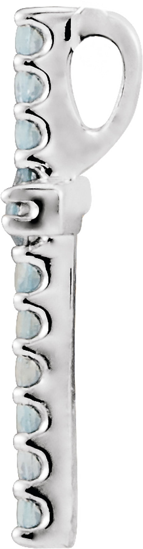 Platinum Natural Swiss Blue Topaz Petite Cross Pendant