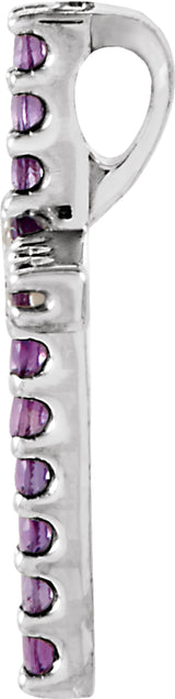14K White Natural Amethyst Petite Cross Pendant