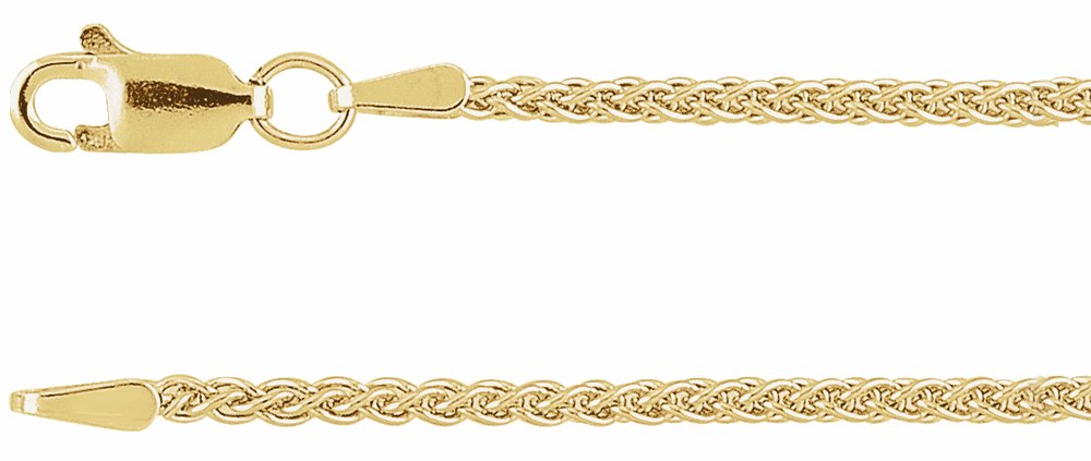 14K Yellow 1.8 mm Wheat 7" Chain