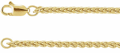 14K Yellow Gold 2.4 mm Wheat 20" Chain