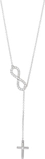 14K White Gold 1/5 CTW Natural Diamond Infinity-Inspired Cross 18" Necklace