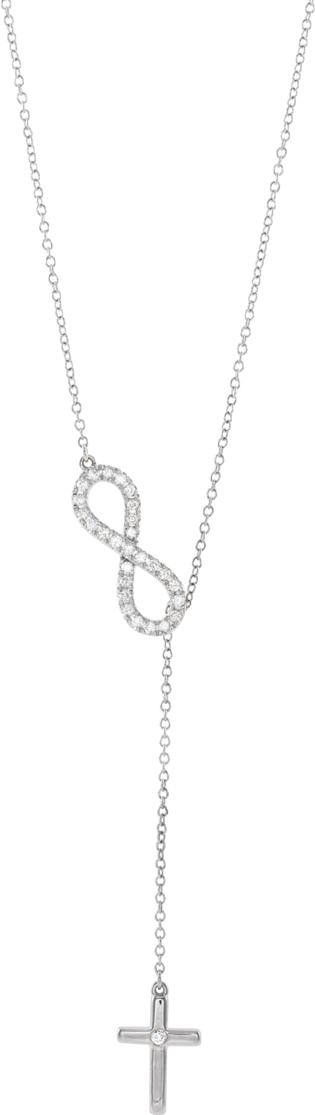 14K White 1/5 CTW Natural Diamond Infinity-Inspired Cross 18" Necklace