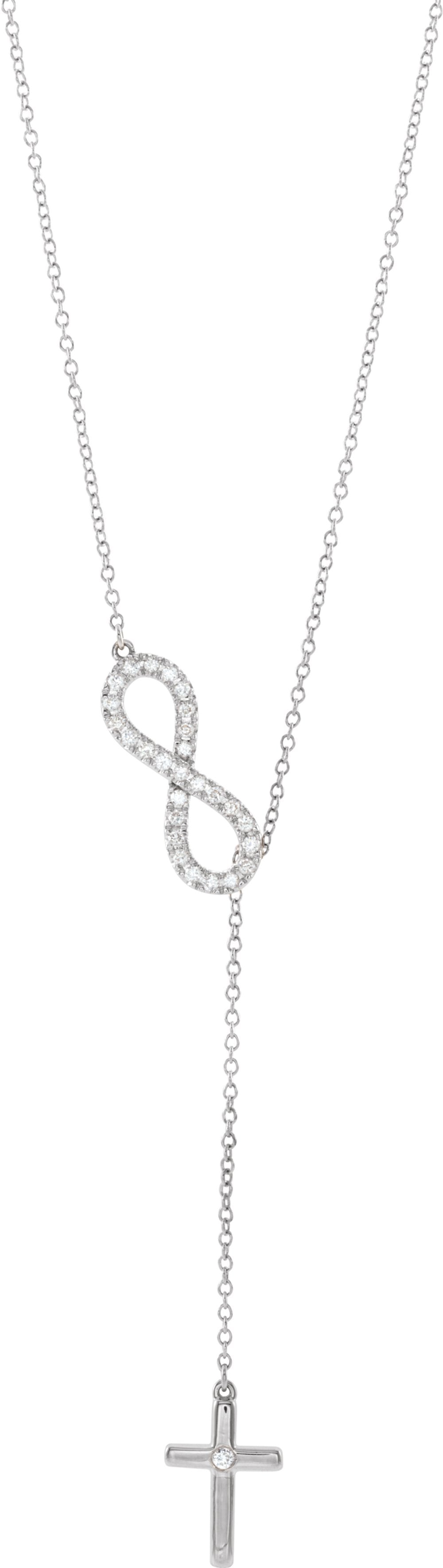 14K White Gold 1/5 CTW Natural Diamond Infinity-Inspired Cross 18" Necklace