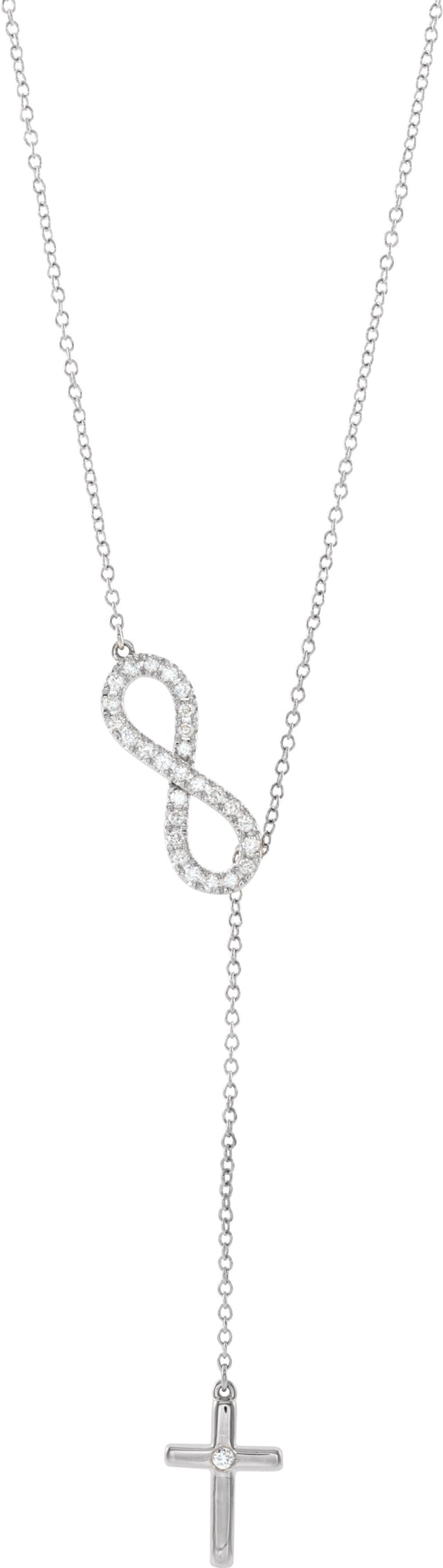 14K White Gold 1/5 CTW Natural Diamond Infinity-Inspired Cross 18" Necklace