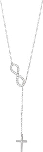 14K White Gold 1/5 CTW Natural Diamond Infinity-Inspired Cross 18" Necklace