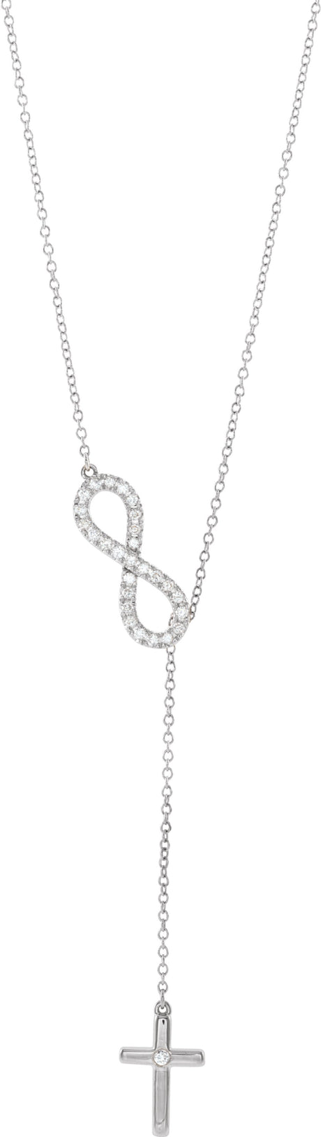 14K White Gold 1/5 CTW Natural Diamond Infinity-Inspired Cross 18" Necklace