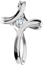 14K White Gold 1/5 CT Natural Diamond Cross Pendant