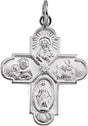 14K White Gold 24.5x21.5 mm Four-Way Cross Medal 