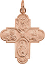 14K Rose 24.5x21.5 mm Four-Way Cross Medal 