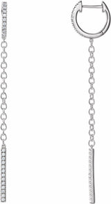 14K White Gold 1/4 CTW Natural Diamond Hinged Hoop Chain Earrings