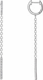 14K White Gold 1/4 CTW Natural Diamond Hinged Hoop Chain Earrings
