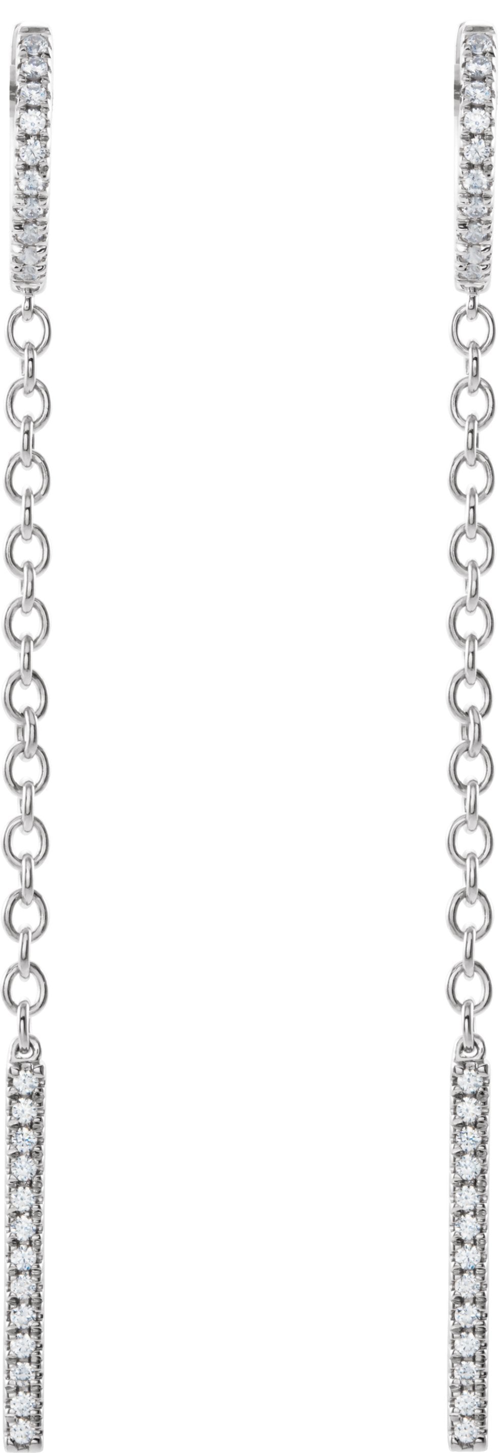 14K White Gold 1/4 CTW Natural Diamond Hinged Hoop Chain Earrings