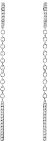 14K White Gold 1/4 CTW Natural Diamond Hinged Hoop Chain Earrings