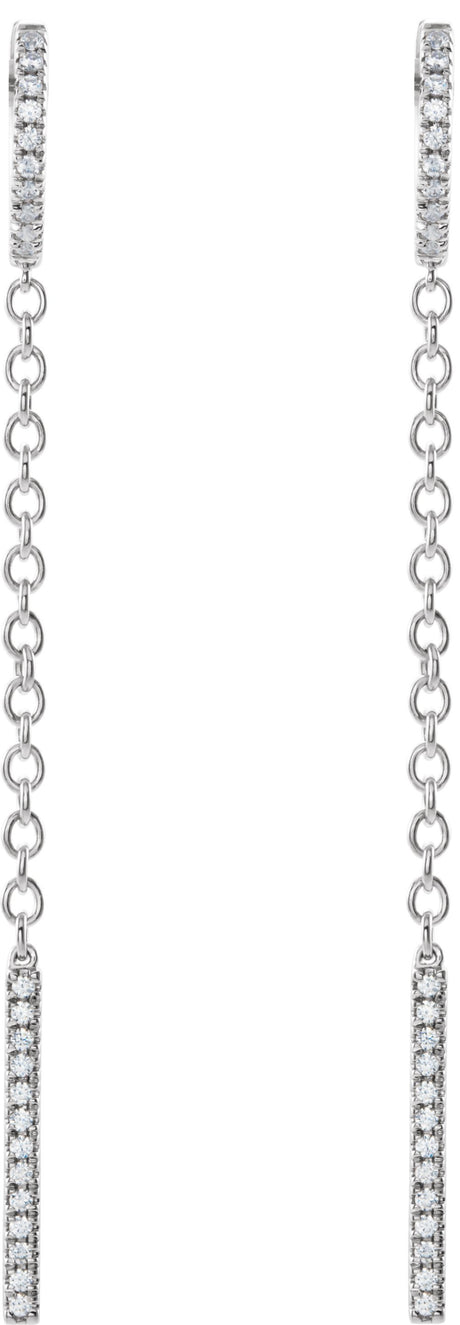 14K White Gold 1/4 CTW Natural Diamond Hinged Hoop Chain Earrings