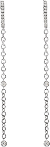 14K White 1/4 CTW Natural Diamond Hinged Hoop Earrings