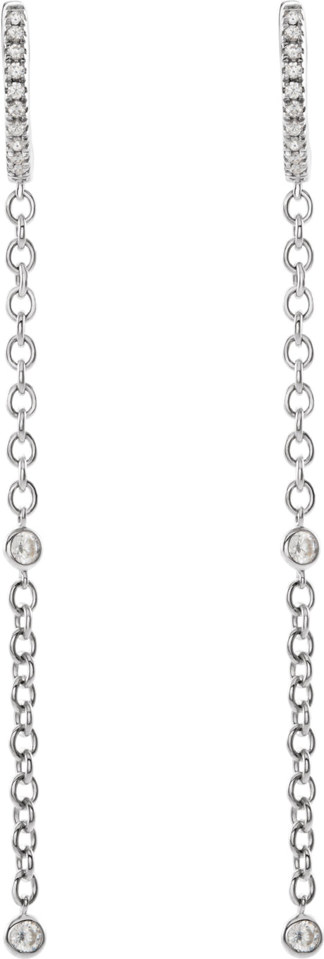 14K White 1/4 CTW Natural Diamond Hinged Hoop Earrings