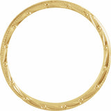 14K Yellow Gold 3 mm Hand-Engraved Milgrain Stepped-Edge Sculptural Half Round Band Size 8
