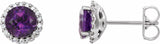 14K White Gold 6 mm Natural Amethyst & 1/8 CTW Natural Diamond Earrings