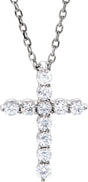 14K White 1/4 CTW Lab-Grown Diamond Cross 16-18" Necklace