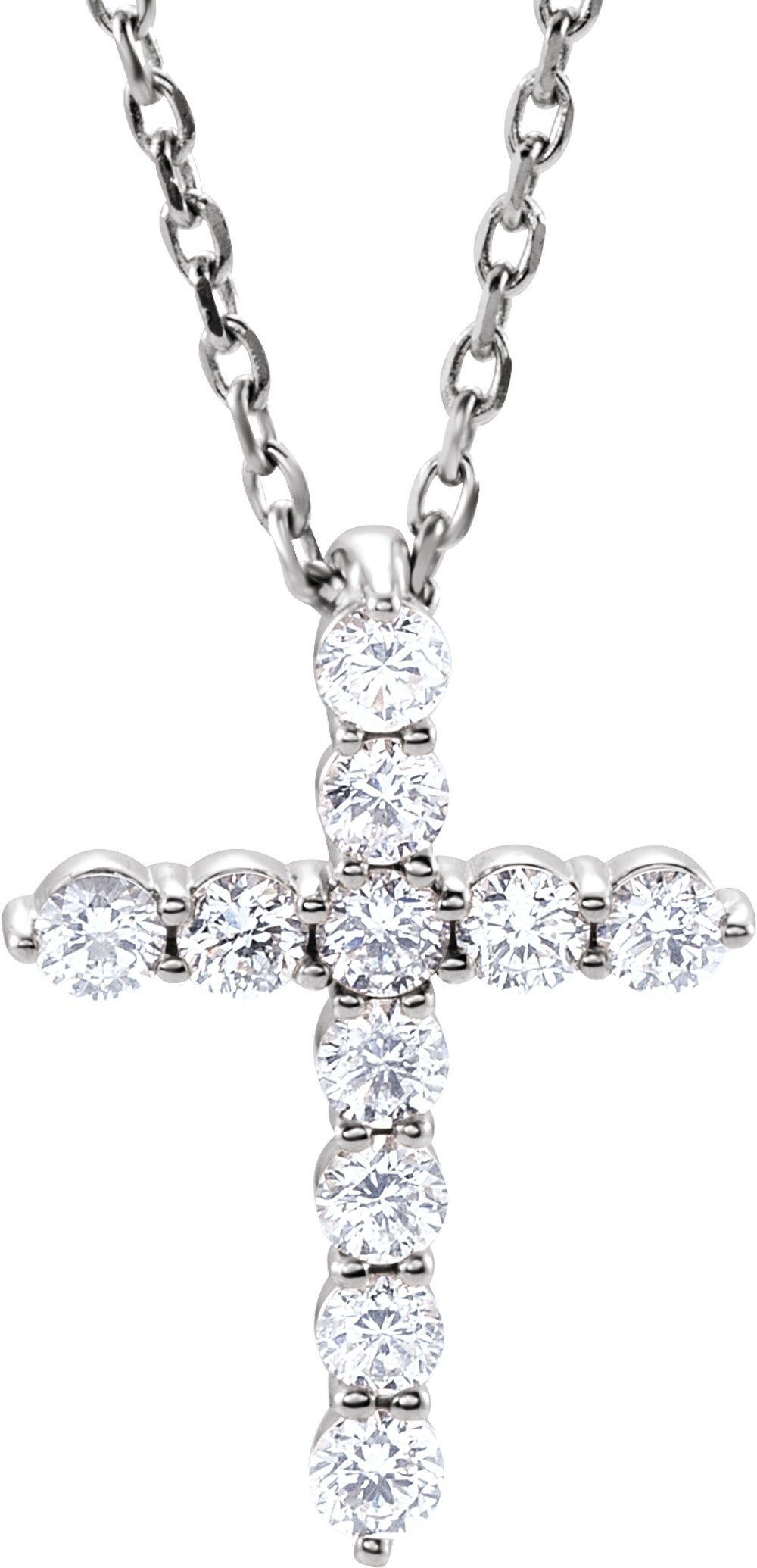 14K White Gold 1/4 CTW Lab-Grown Diamond Cross 16-18" Necklace