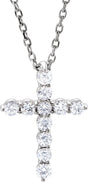 14K White Gold 1/4 CTW Lab-Grown Diamond Cross 16-18" Necklace