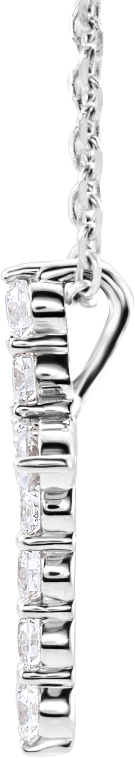 14K White Gold 1/4 CTW Lab-Grown Diamond Cross 16-18" Necklace
