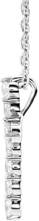 14K White Gold 1/4 CTW Lab-Grown Diamond Cross 16-18" Necklace