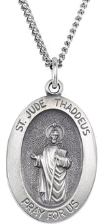 Sterling Silver 18.7x13.5 mm Oval St. Jude Thaddeus 18" Necklace