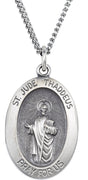 Sterling Silver 18.7x13.5 mm Oval St. Jude Thaddeus 18" Necklace