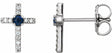 14K White Gold Natural Blue Sapphire & .05 CTW Natural Diamond Cross Earrings