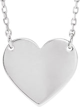 14K White Gold Engravable Heart 16-18" Necklace