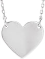 14K White Gold Engravable Heart 16-18" Necklace