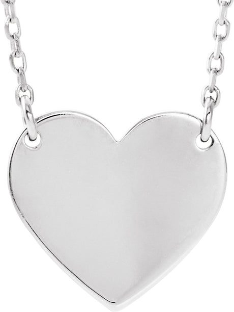 14K White Gold Engravable Heart 16-18" Necklace