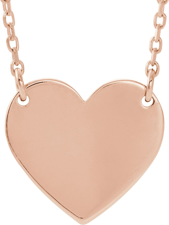 14K Rose Engravable Heart 16-18" Necklace