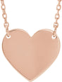 14K Rose Engravable Heart 16-18" Necklace